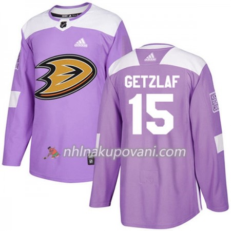 Anaheim Ducks Dresy Ryan Getzlaf 15 Adidas 2017-2018 Nachová Fights Cancer Practice Authentic - Pánské